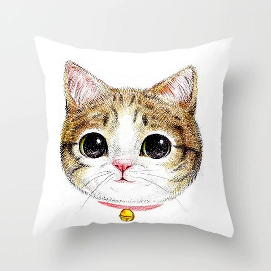 Cute Cartoon Cat Pillow Case Printed Quality Home Decorative Pillows Kids Bedroom Sofa Decor Pillowcase Couch Cushion 45*45cm