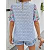 IHUASU Damen Sommer Bestickt Bedruckt Schnalle Welle Hoher Kragen Kurz Farbpassendes Top
