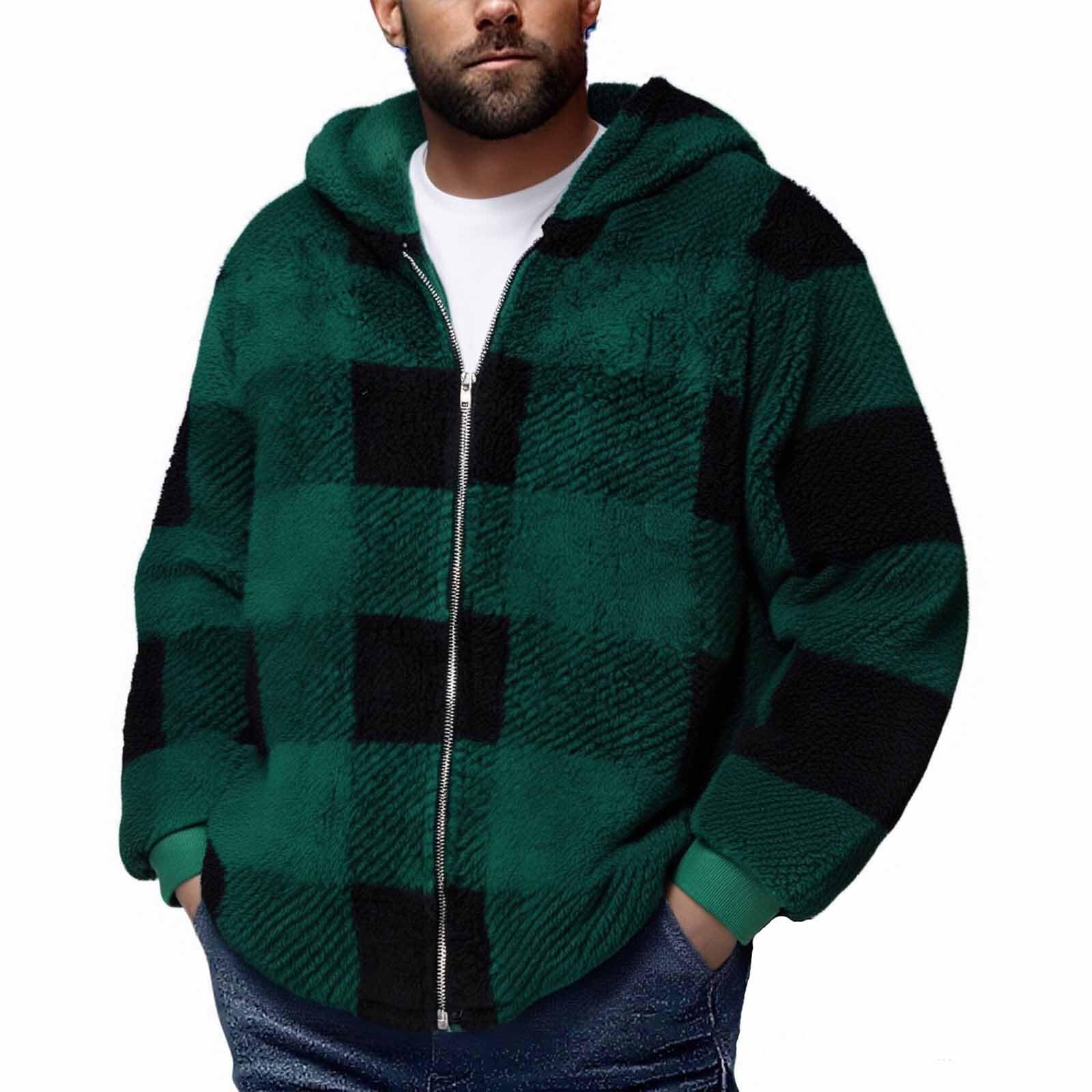 

Men s Warm Long-Sleeve Jacket | Plaid Zip-Up Stylish Outdoor Top For Casual & Hiking Wear M зелёный
