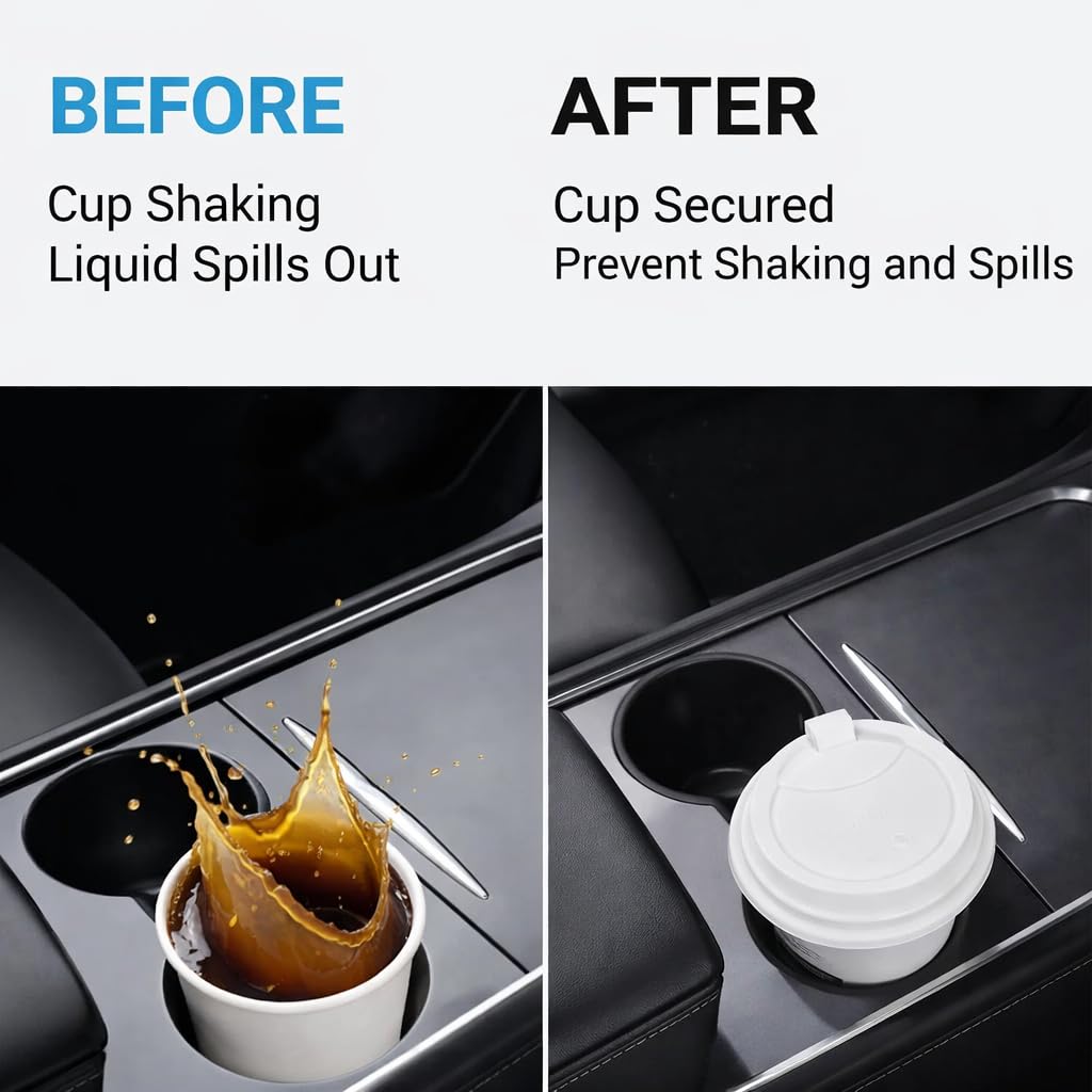 Motrobe Tesla Model Y Model 3 Center Console Cup Holder Insert Tesla Center Console Interior Accessory not fit Model Y Juniper 2025 2026 Model 3