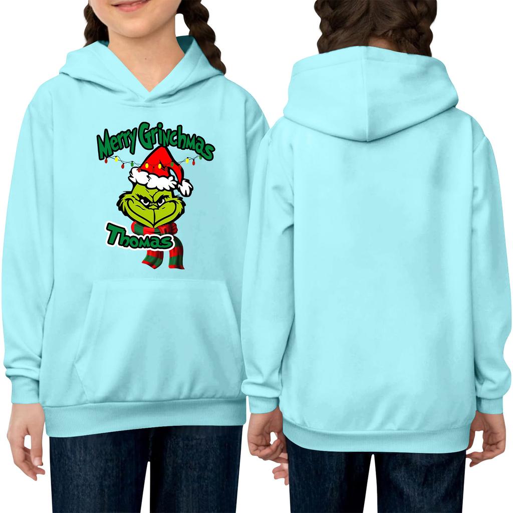 Children's Long-sleeved Loose-fitting Pullover Hoodie With Drawstring And Solid Color
