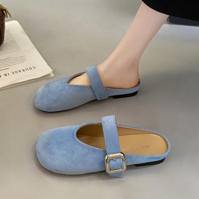 Chinelo de meia pantufa feminino de vento de fada para uso externo 2025 verão novo sola reta bico quadrado francês preguiçoso muller chinelos femininos
