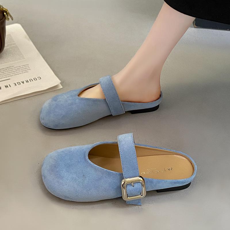 Baotou Half Slippers Women Wear Lazy One Pedal Thick Heel Summer New with Skirt Cool Slippers