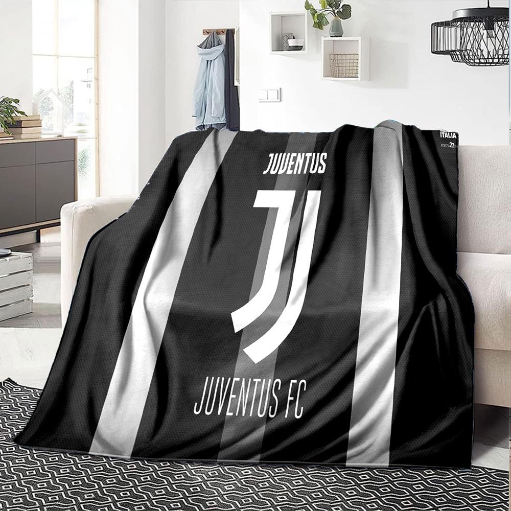 Juventus Herzschlag Logo Flanelldecke, Weiches Polyester, Modernes Design, Ganzjahres für Camping, Reisen, Geschenke für Feiertage oder Geburtstage