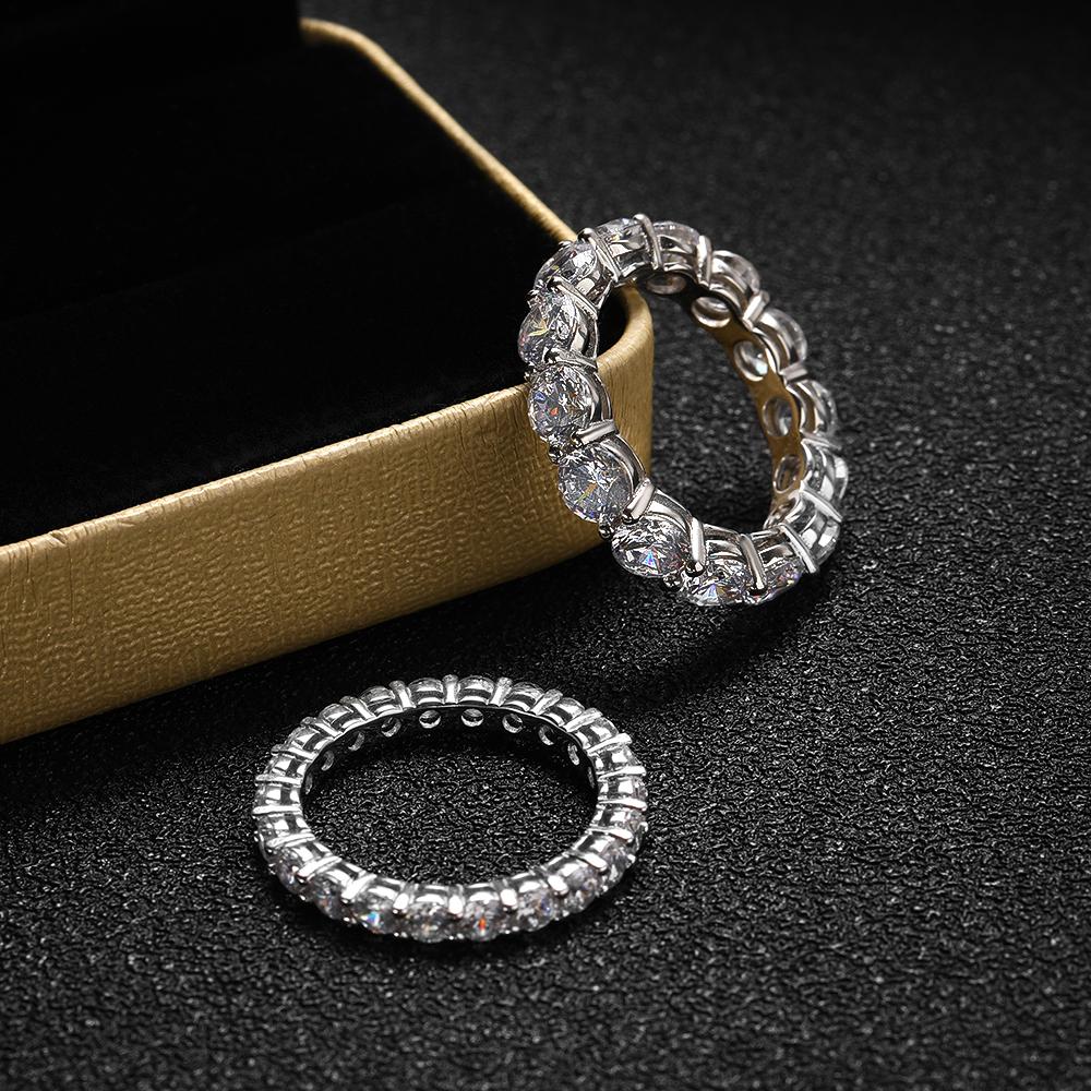 Knobspin 5mm 7ct D Farbe Moissanit Ring 925 Silber Platinbeschichtet mit Weißgold Ehering Ewigkeit Band Verlobungsringe Für Frauen
