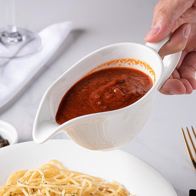 220ml with Handle Gravy Boats Ceramic Gravy Boats Creative Solid Color Design Steak Sauce Pot Household Specialty Tableware