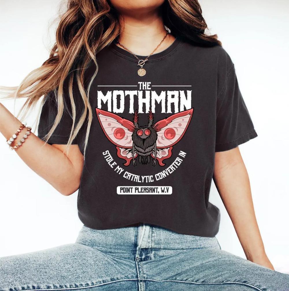 MothUnisex Shirt The MothUnisex Stole My Catalytic Converter Tshirt Cryptid Lover Shirt Cryptozoology Tee Short Sleeve Shirt Unisex S