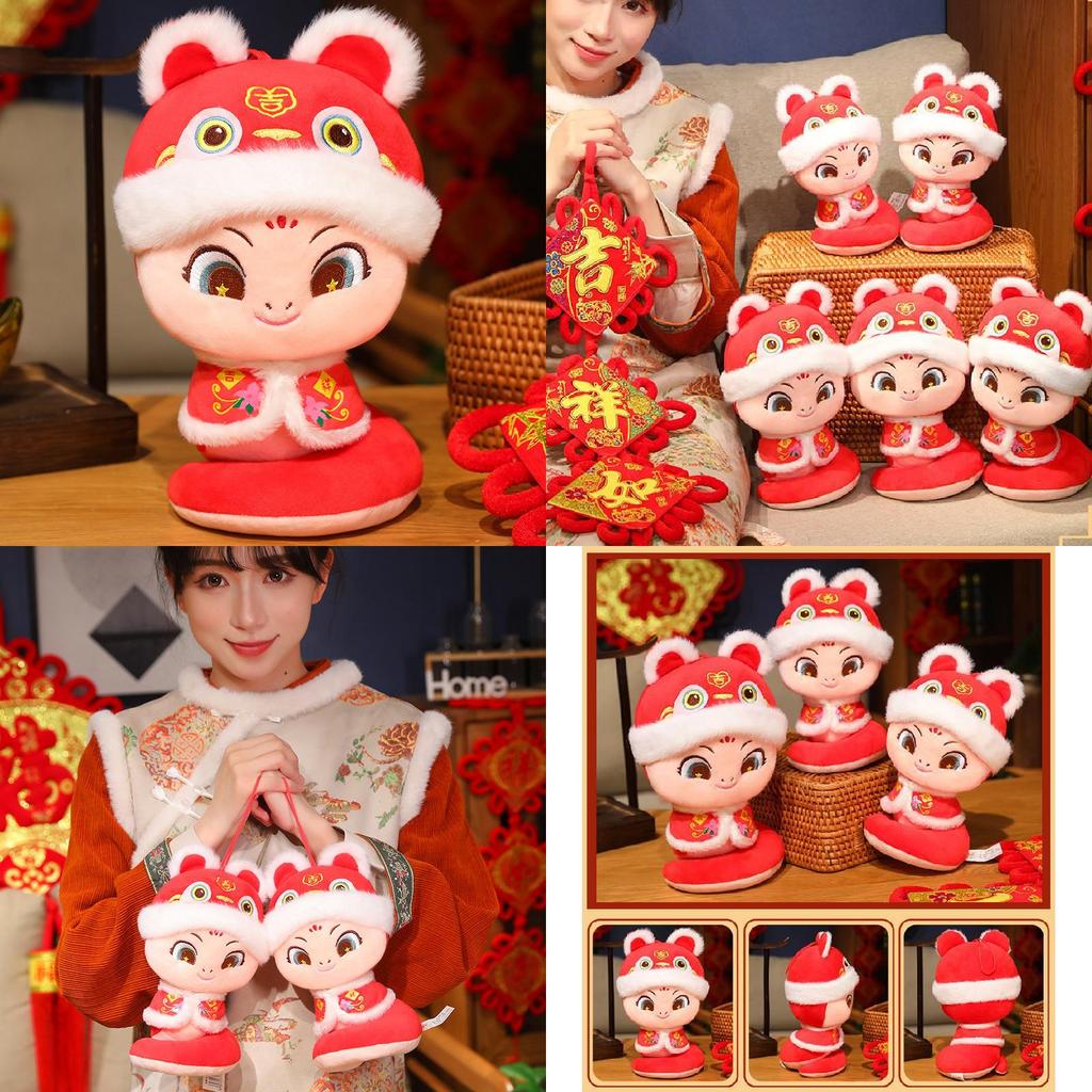 Adorable 2025 Tang Suit Snake Plush Toy Zodiac Snake Doll For New Year Gifts