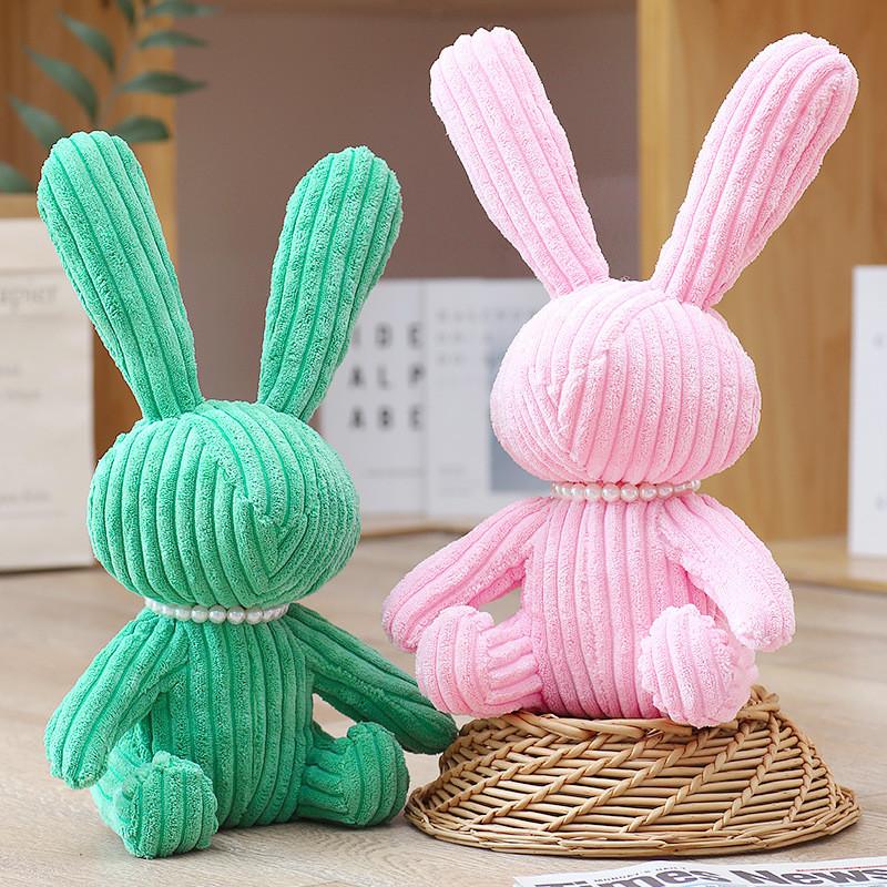 Plush Bunny Toy With Striped Necklace For Kids Gift And Collectors