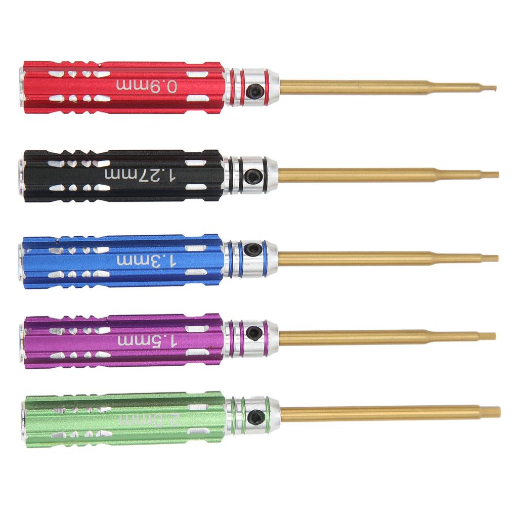 5 szt. Zestaw wkrętaków RC 0,9 mm 1,27 mm 1,3 mm 1,5 mm 2,0 mm Stalowy wkrętak sześciokątny z antypoślizgowym uchwytem do hobby RC