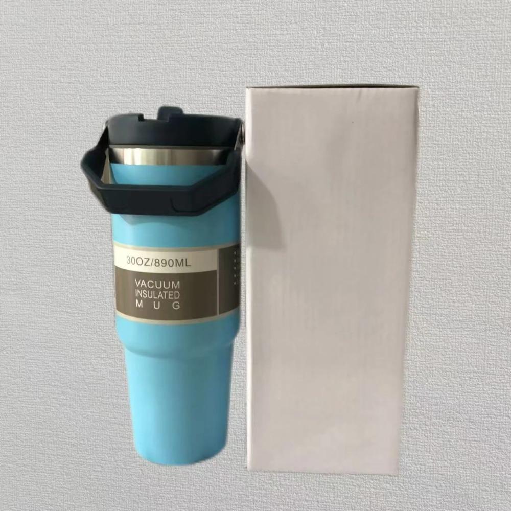 

New H2.0 Tumbler Multicolor with Handle & Straw Available 30oz |Travel Cup Holder|Insulated Stainless Steel Mug|BPA-Free|Cream 30oz синій