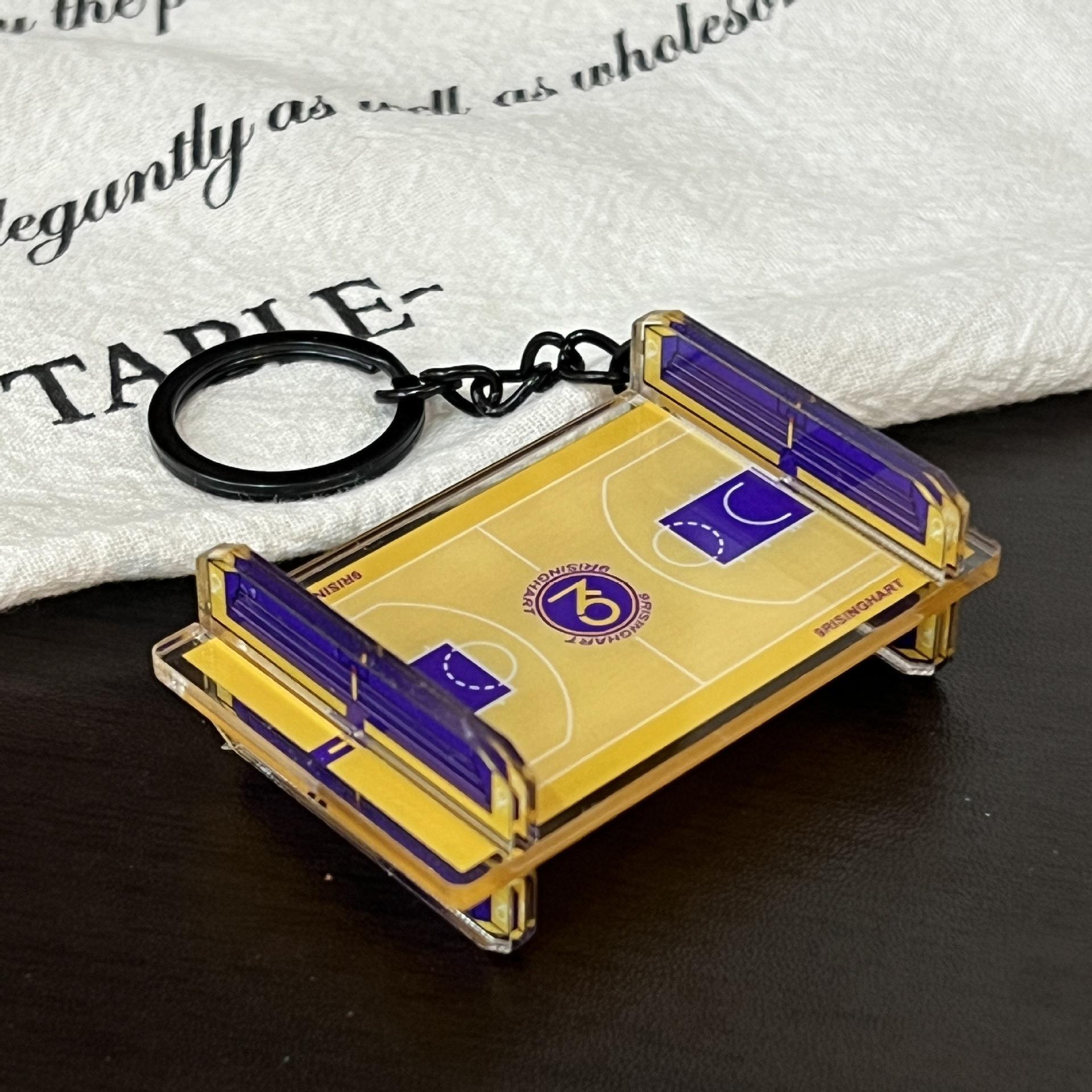 

3D Acrylic Basketball Court Keychain - Creative Sports Bag Pendant Gift
