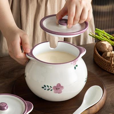 Ceramic Double-Eared Lidded Seasoning Jar with Spoon: High-Temp Resistant Chili Storage.
