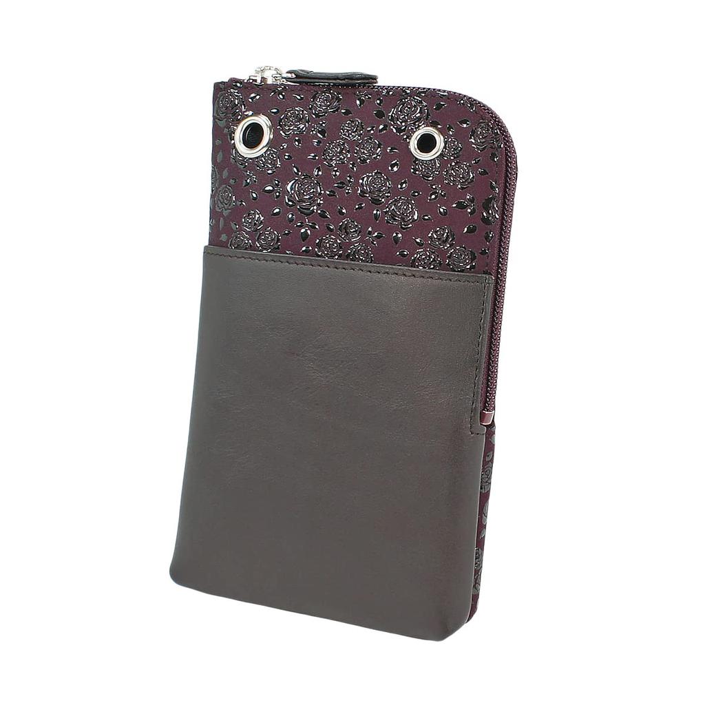 Indenya Inden Sacoche Smartphone Pochette Smartphone Case Deerskin Purple X Black Lacquer Rose Petite 5027-06-176