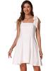Allegra K Women's Square Neck Tank Casual Dress, Sleeveless Smock Dress, White, Size M