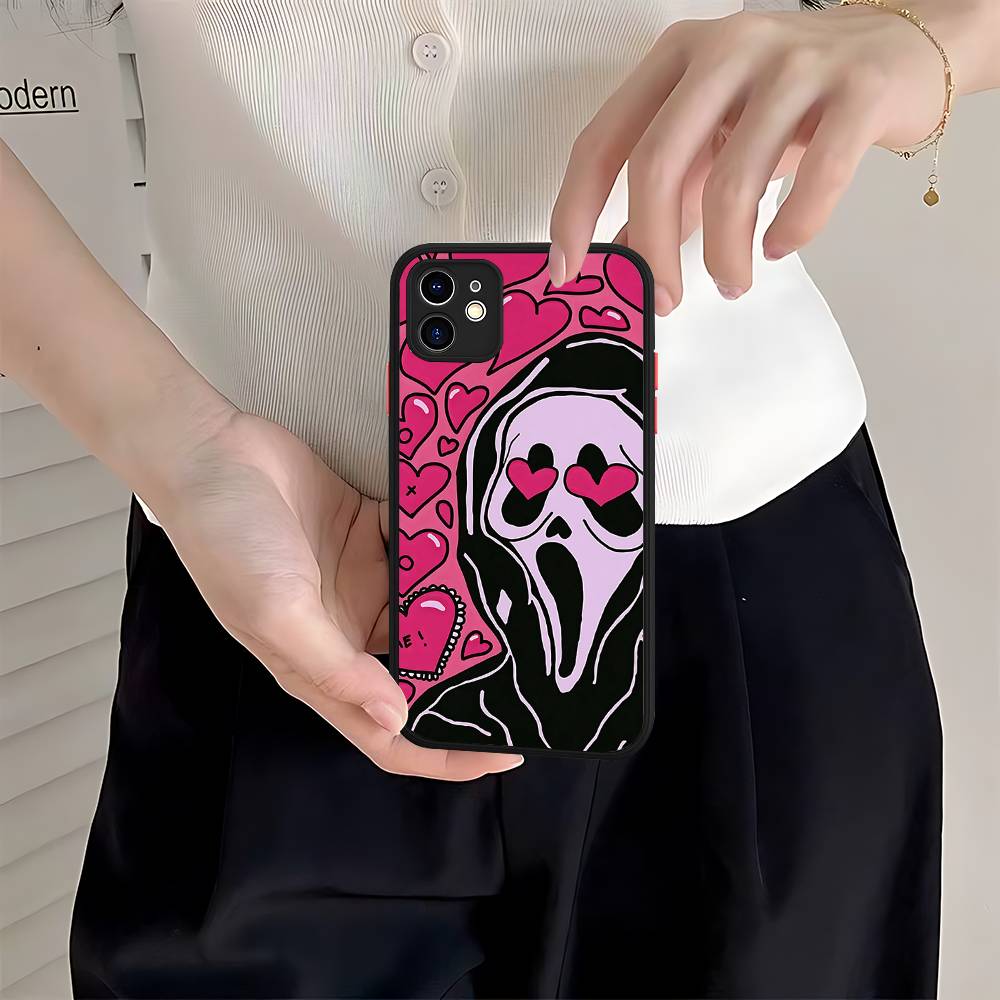 Ghost Face Art Scream Phone Case For IPhone 16 15 14 Plus 15 13 12 11 Pro Max X XS MAX Matte Cover