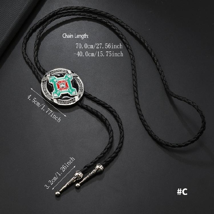 Corbata de bolo clásica para hombre Rodeos con cordón de cuero ajustable y colgante de insignia de metal esmaltado Collar de corbata occidental