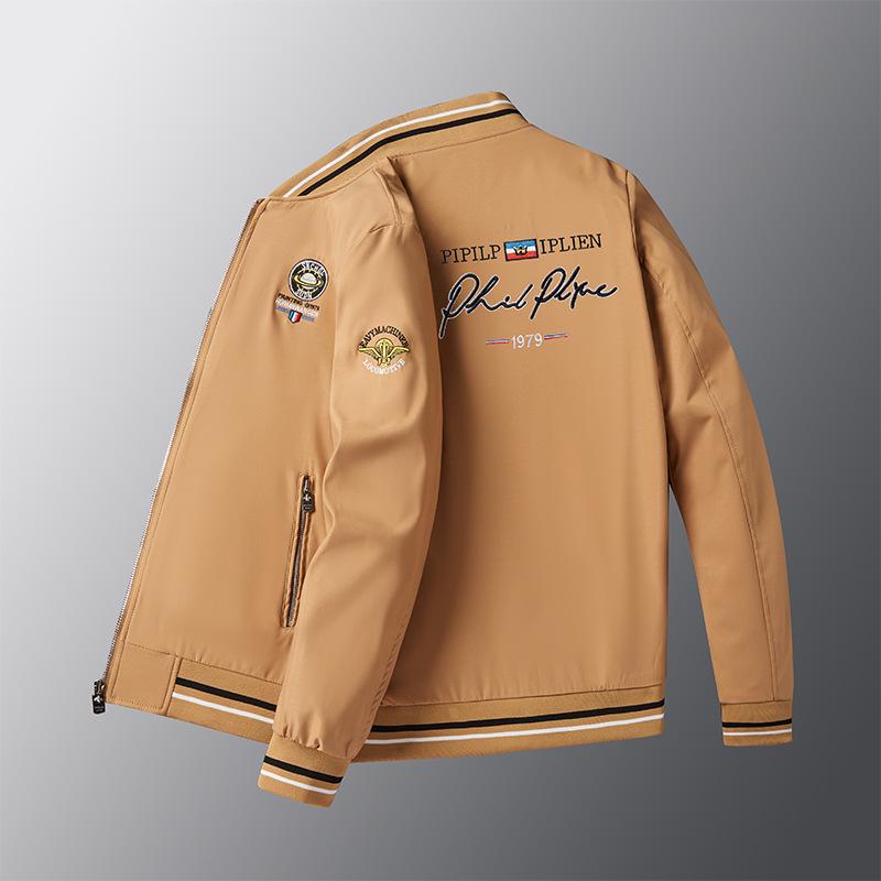 European Style Spring Luxury Baseball Jacket with Earth Embroidery Men's Casual Fashion Trend