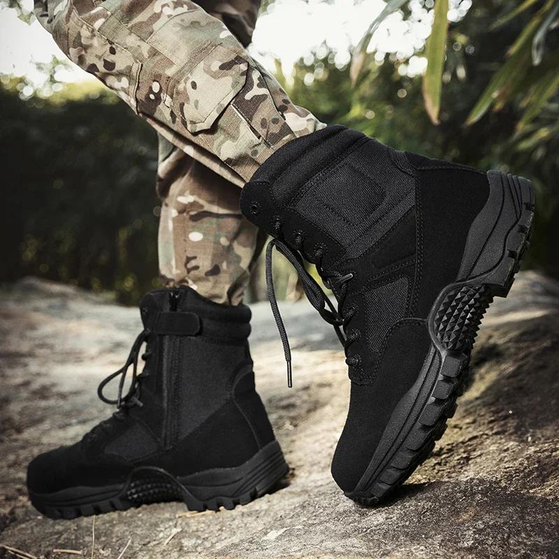 Men Tactical Boot Outdoor Male Combat Hiking Shoes Casual Special Force Desert Military Unisex Non-Slip Ankle Work Safety Shoes