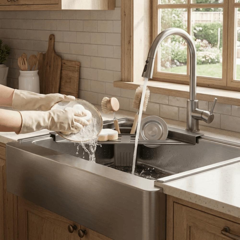 Carbon Steel Sink Sponge Holder Quick Water Drainage Dish Drying Rack Sink Storage Holder  Utensil