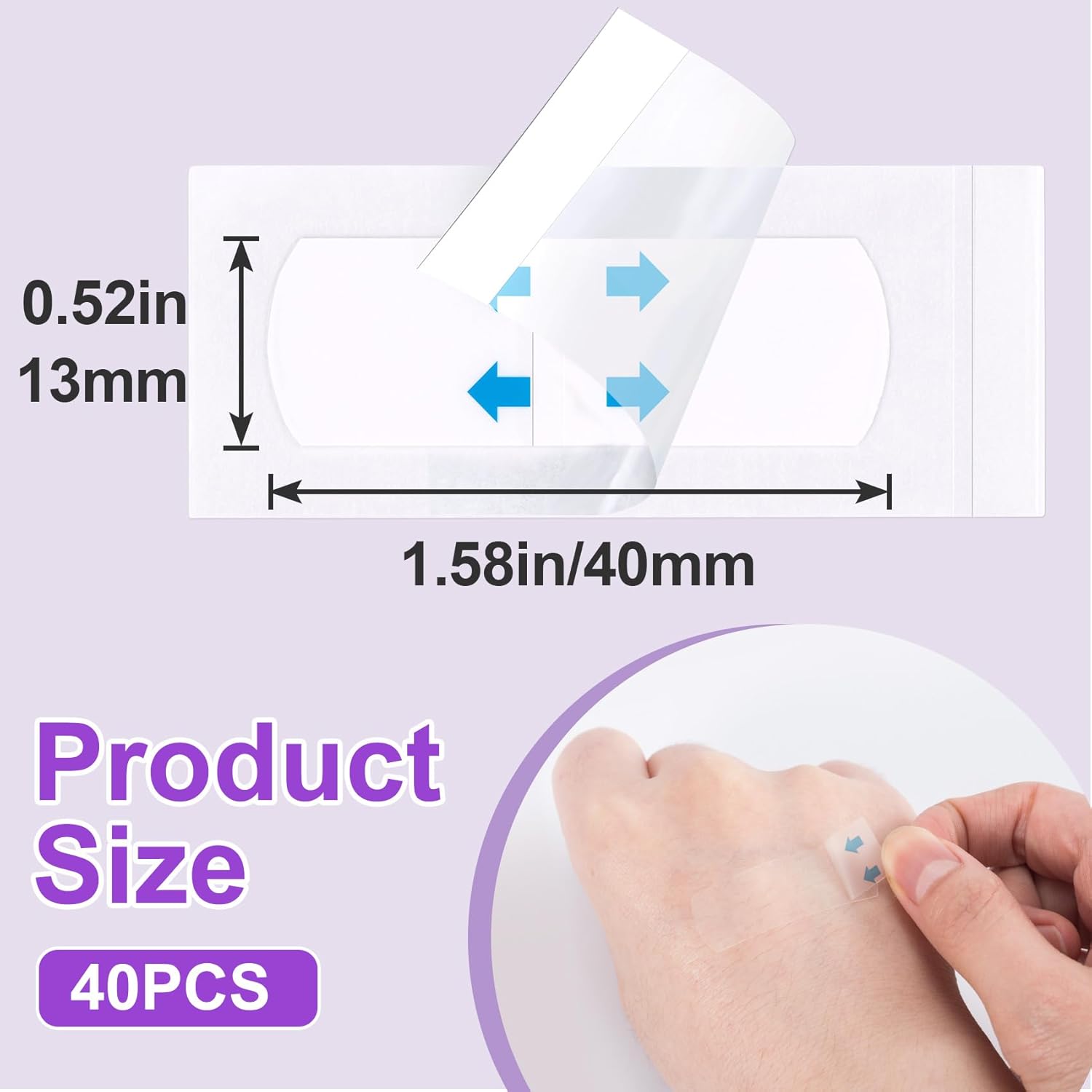 40 шт. Пластыри для лица подтягивающие, Невидимый клейкий мгновенный лифтинг-пластырь для лица, Гипоаллергенные пластыри для лица, Водонепроницаемые подтяжки лица для обвисшей кожи, Шеи, Двойного