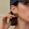 IngeSight.Z Classic Retro Tiger Eye Stud Earring For Women 18K Gold Plated Stainless Steel Piercing Ear Accessories Jewelry Gift