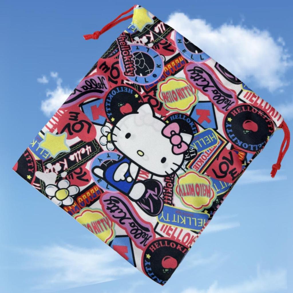 Large Sanrio Canvas Double-Sided Printed Drawstring Tote Bag, Eco-friendly Storage Solution