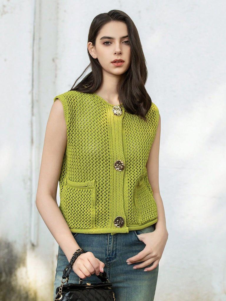 European & American Women's Hollow-out Sweater Vest - Autumn/Winter Street Style Fashion