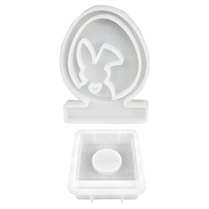 Easter Rabbit Silicone Moulds Eggs Rabbit Candle Holder Epoxy Resin Casting Moulds for Candle Holder DIY Home Decoration