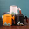Ceramic Tea Separation Mug with Wooden Handle