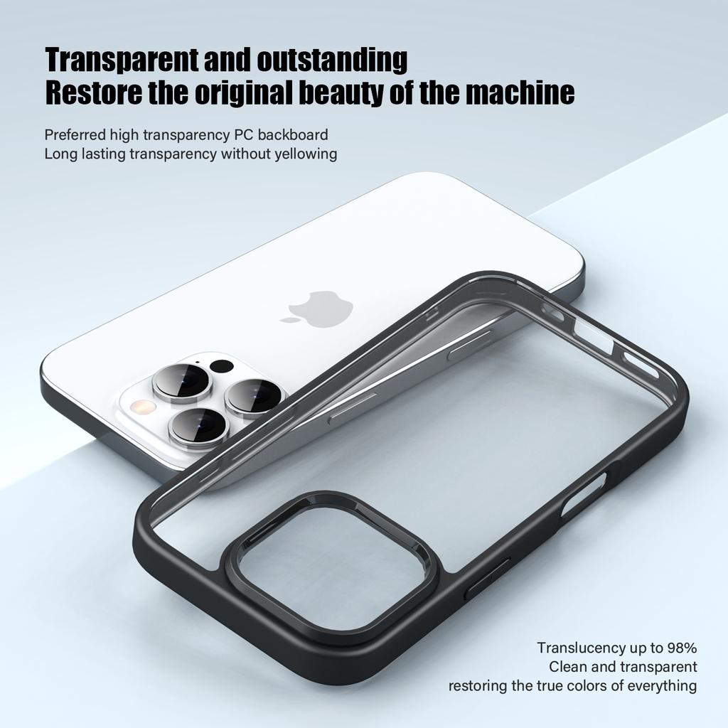 IPAKY Für iPhone 16 Pro Klare Handyhülle TPU+PC Anti-Fingerabdruck Rückseite