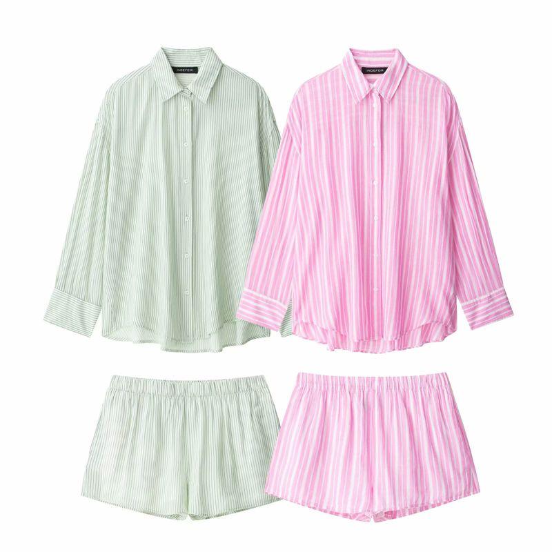 Kaslead New Arrival Women's Clothing Fashion Style Fashion Stripes Loose Shirt Shorts 7521078 7200412