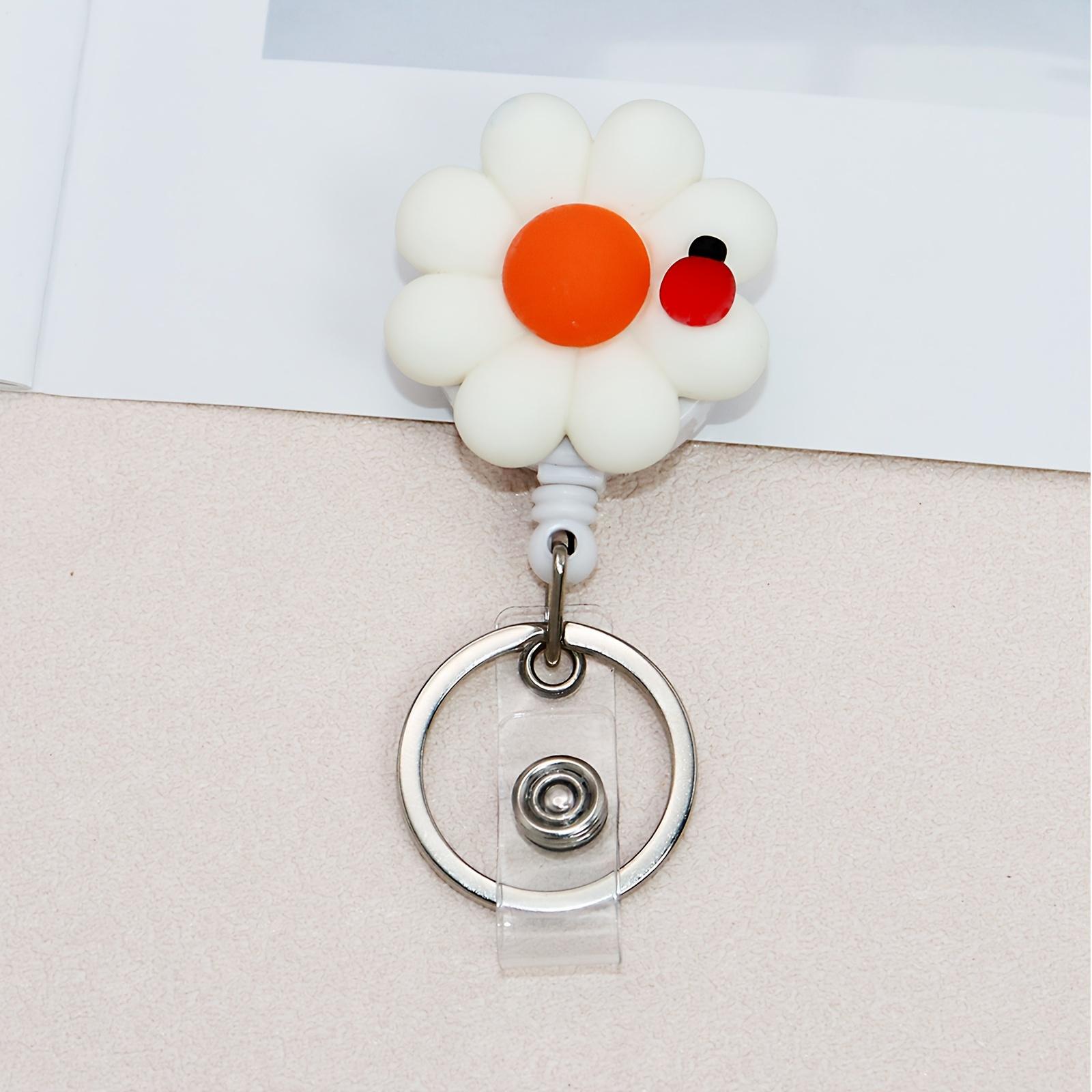 

Cute Sunflower Resin Retractable Badge Reel Medical Card Holder Nurse Doctor Office Hospital ID Badge Clip Keyring Accessories