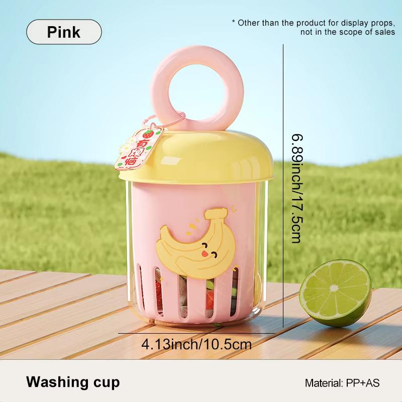 Dopamine Fruit Cup - Outdoor Portable Leak-Proof Yogurt Cup with Fork Double-Layer Food-Grade Plastic Drain Cup for Picnic