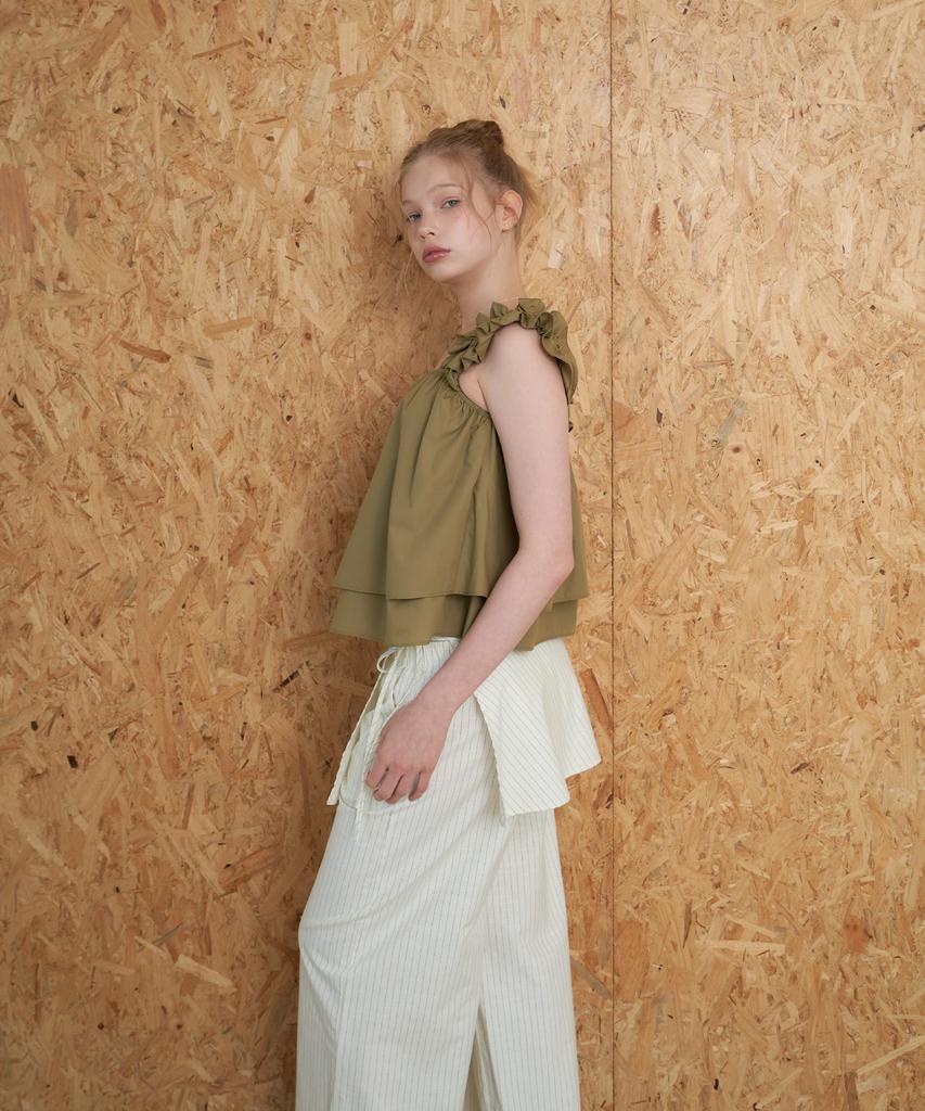Peullobeu Stripe Layered Wrap Pants_Iv