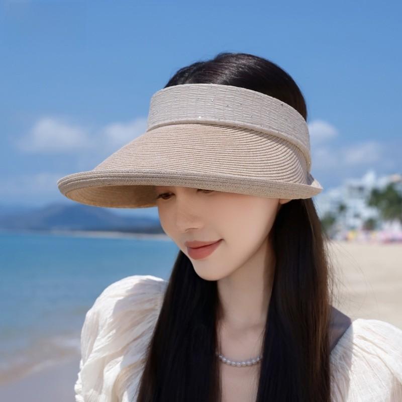 Summer Straw Hat With Wide Brim And Breathable Polyester For Outdoor Sun Protection