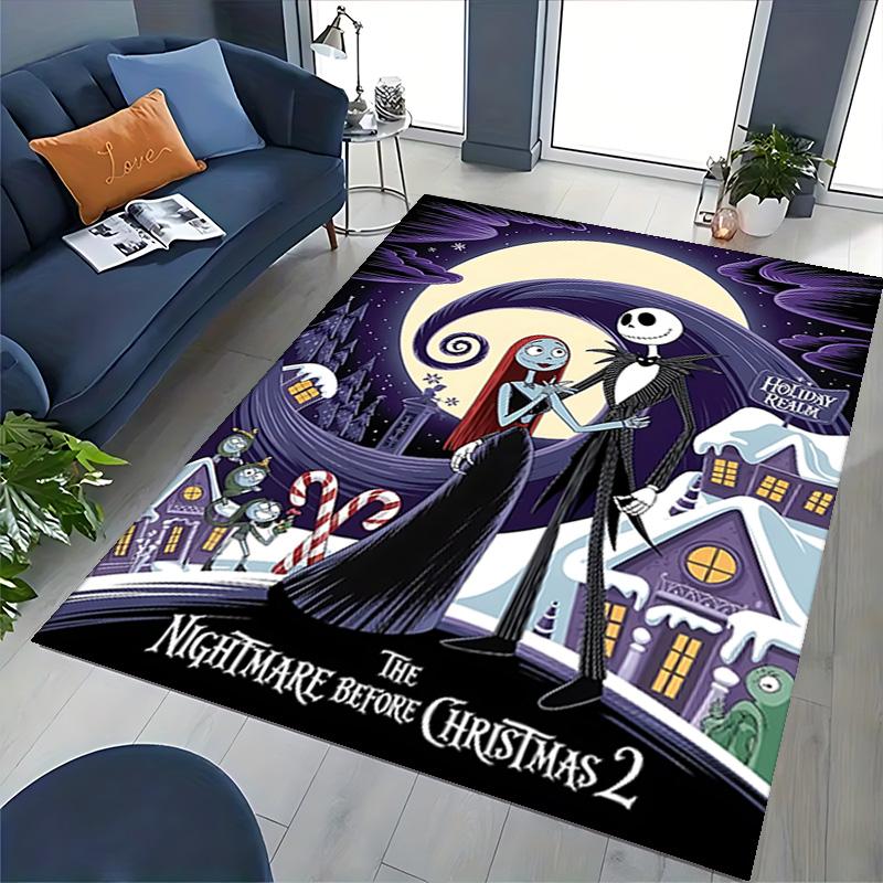 1pc Nightmare Before Christmas Carpet for Playroom Bedroom Living Room Sofa Home Decor,Game Area Rug Non-slip Floor Mat. D7280155