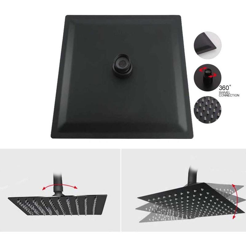 POIQIHY Ultrathin Golden Shower Head 16" Stainless Steel Rainfall Shower Faucet Head Bathroom Black Large Flow Showerhead Faucet