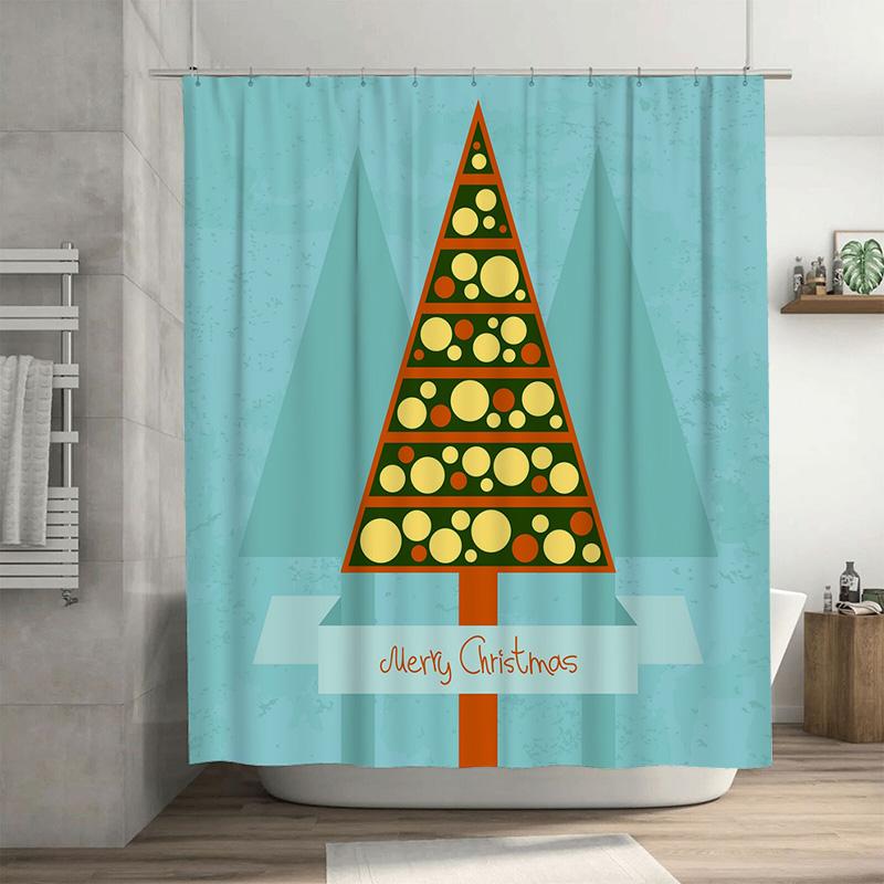 

Tu Bathroom Curtain Christmas Pattern Festive Holiday Decor Shower Curtain Modern Abstract Art Home Textile Waterproof Fabric W60H190(CM)-1 Pcs