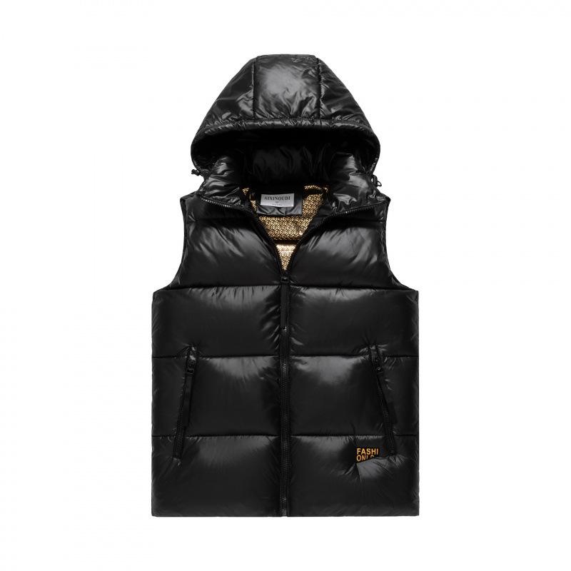 2024 Winter Black Gold Detachable Hood Down Cotton Vest - Unisex Thickened Short Outerwear