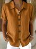 2026 European-American Summer Solid Color Lapel Button Casual Loose Short Sleeve Shirt