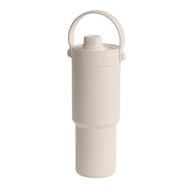High-Capacity Dual-Use Insulated Cup with Straw, 316 Stainless Steel and Ceramic Liner, Portable Travel Companion