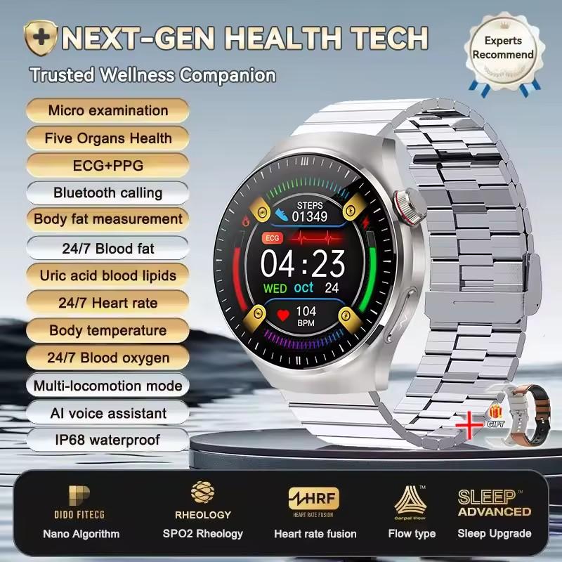 Men Smart Watch AMOLED ECG Health Monitoring Outdoors Flashlight Bluetooth Calling Sports Fitness Tracker TK27 Smartwatch