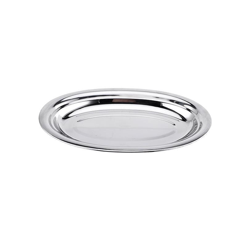 304 Stainless Steel Deep Oval Fish Plate: Thickened Egg-Shaped Dish for Steaming, BBQ & More. Ideal for Home Dining.