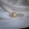 Elegant Women's Freshwater Pearl Ring with Rose Design