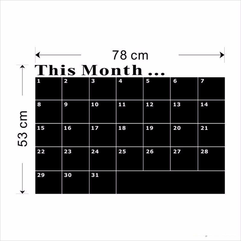 Monthly Planner Calendar Blackboard Removable Wall Sticker Chalk Board
