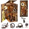 CRESYMME Book Nook Dollhouse Leeds Miniature House Log House Kit, Wooden 3D Puzzle, Handmade for Adults, with LED Lights (Balloon Airship House)