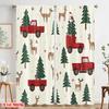 2 szt., druk płaski 2D Minimalistyczne zasłony Ciężarówka świąteczna Bałwan Jeleń Drzewa Tkanina poliestrowa (bez pręta) Idealny wystrój domu