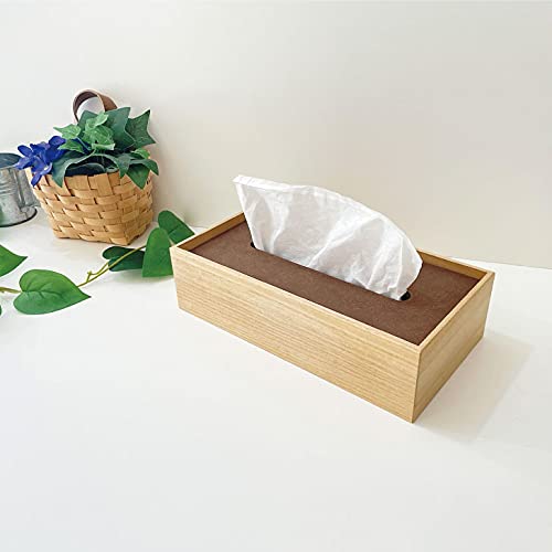 KATOMOKU Wooden Tissue Case, Small, km-66NA, Paulownia Wood, Natural Brown (Natural)