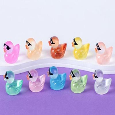 20Pcs Mini Wearing Sunglasses Duck Mix 12 Colors Resin Micro Landscape Luminous Ducks DIY Decoration Dollhouse Decoration